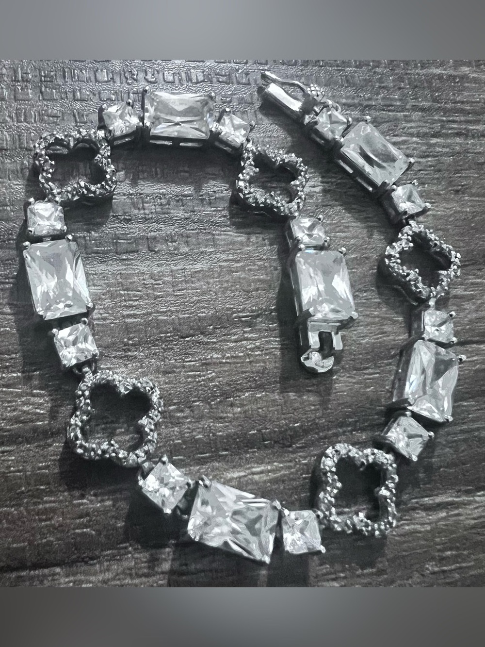 Sterling Silver-Tone Clear Crystal Link Bracelet - Women Jewelry